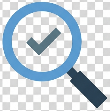 QueryTek Review Logo a magnifying glass with a checkmark.